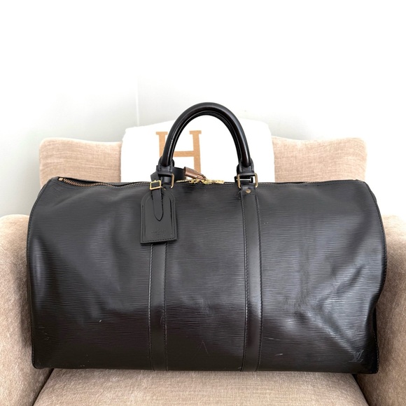 Authentic Louis Vuitton unisex Keepall 50 bag black Epi leather - Picture 1 of 15